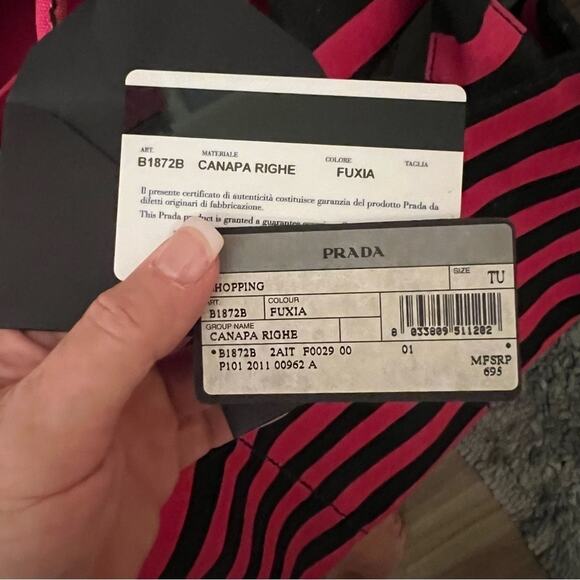 Prada Canapa Righe Stripe Large Tote Bag - Picture 8 of 8